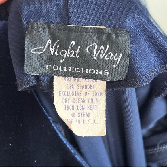 Vintage Night Way Collection Sleeveless Sheer Sequined Velvet Maxi Dress 6 Blue - Picture 6 of 7